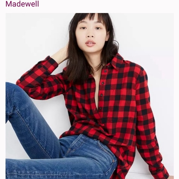 Madewell Tops - Madewell flannel collared popover Buffalo plaid